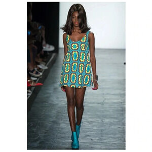 Jeremy Scott - RARE Spring Summer 2016 Psychedelic Mini Dress Scoop Neckline